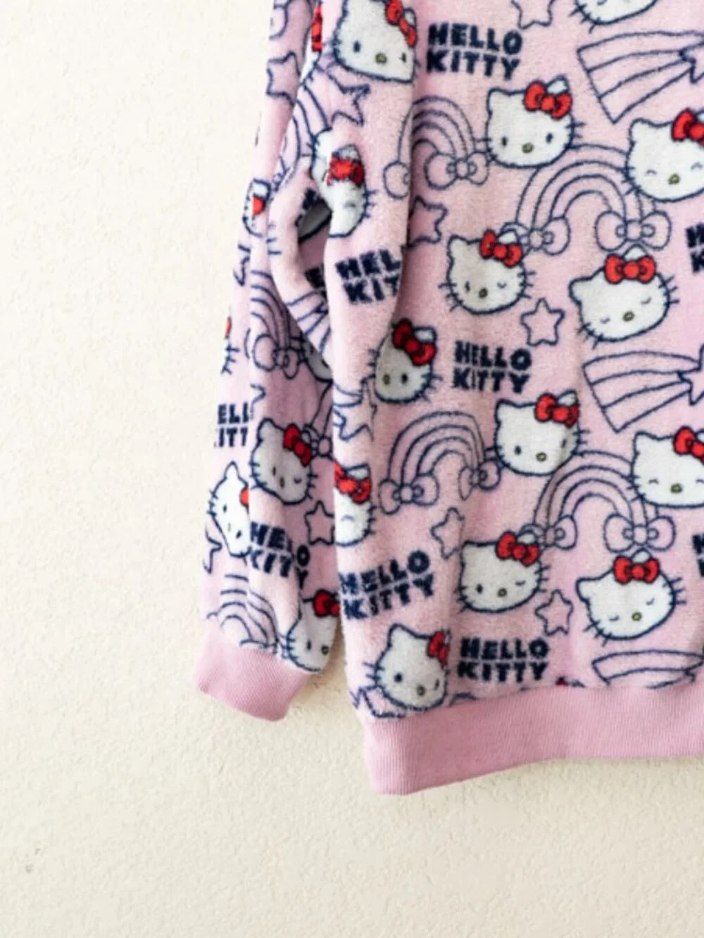 Hello Kitty Sanrio Plush Sweatshirt Womens M Pink Fleece Oversized Kawaii Cozy - Picture 10 of 11